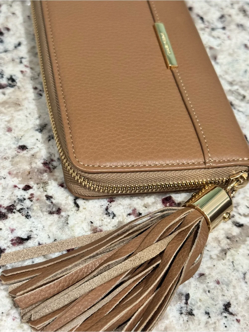 See By Chloé Vicky Brown Zip-Around textured Leather Wallet with Tassel. NWOT